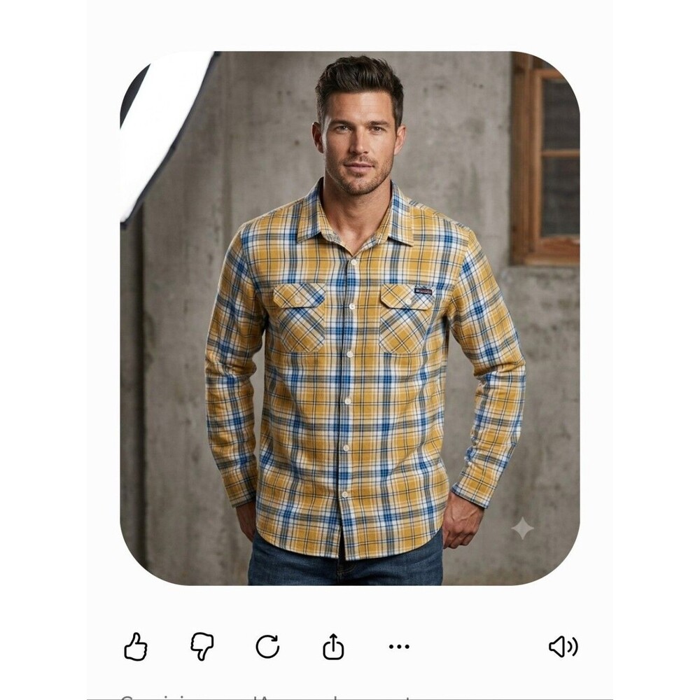 Enyce Men's Shirt Long Sleeve Size 5X Yellow and Blue Casual Button Down Shirt